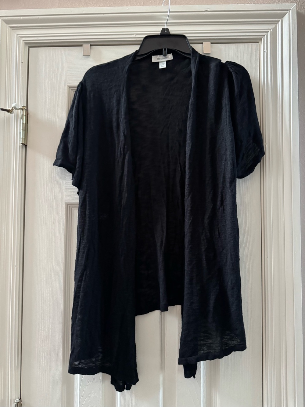 Women's dress barn black open-front lightweight black out shawl jacket garment
